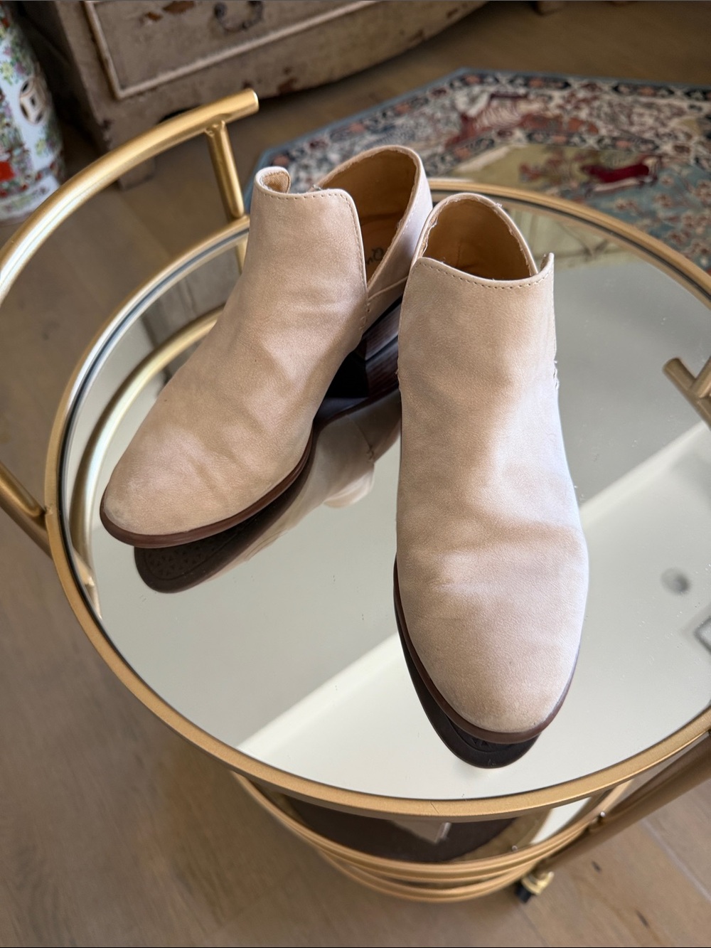 Qupid Taupe Suede Cutout Ankle Booties